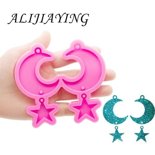 Shiny Moon stars Earrings Mold, DIY Epoxy Resin Silicone Molds, Resin Crafting Mold Supplies for jewelry DY0924