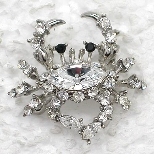 Clear Rhinestone Crab Pin brooches C786 A