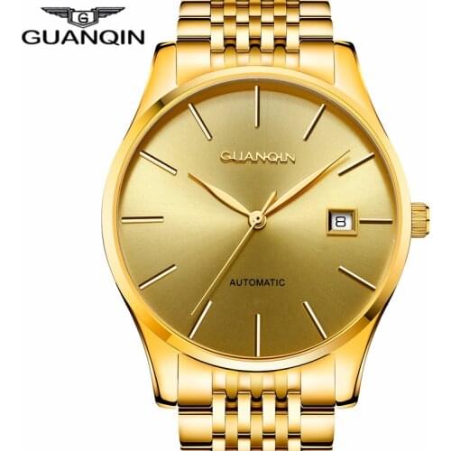 GUANQIN Luxury Brand Fashion Mechanical Watch Men Classic Business Watches Men Automatic Waterproof Stainless Steel Wristwatches
