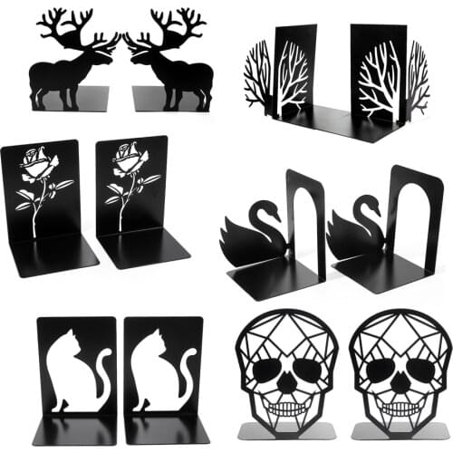 Tree shadow Bookend Books Holder stand Black Heavy Simple Bookself Gifts For Students Book Decoration Bookrack Book Ends
