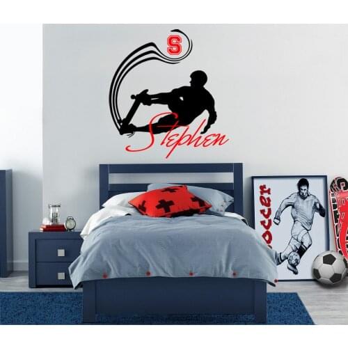 Artistic Design Vinyl Wall Stickers Personalized Name Wall Decal Sports Skateboarding Decals Decor adesivo de parede Mural ZA287