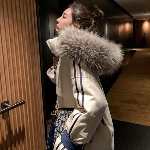 JuneLove Winter Women Hooded ParkaS Coat Vintage Fashion Fur Collar Warm Cotton Down Jacket Female Loose Thicken Winter Outwears