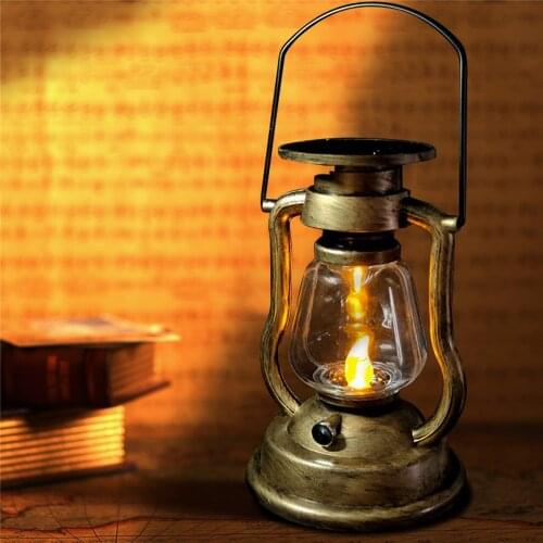 Retro Solar Kerosene Lamp Led Horse Lamp Outdoor Portable Charging Camping Lamp