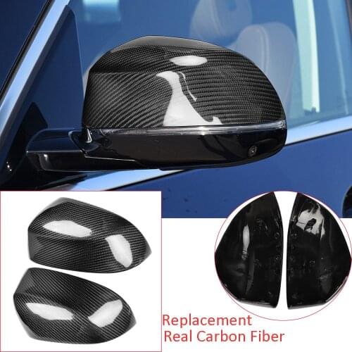 Real Carbon Fiber Replace Side Rearview Mirror Trim Kit For BMW X5 F15 X6 F16 2014-2018 For Left & Right Hand Drive