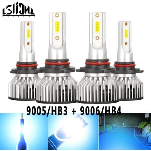 4x 9005/HB3 9006/HB4 LED Headlight Bulbs Kit High Low Beam Car Replacement Lamp 8000K Ice Blue For Jeep Grand Cherokee 2005-2010