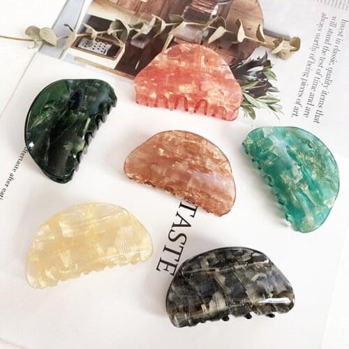 Kpop Large Vintage New Acetate Hair Claw Clip Ins Big Size Crab Claws for Women Girls Jelly Color Hairpins 2021 Hair Accessories