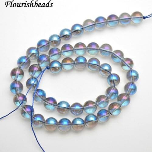 6mm 8mm 10mm Blue Rainbow color Natural Rock Crystal Stone Round Loose Beads 5strands per lot