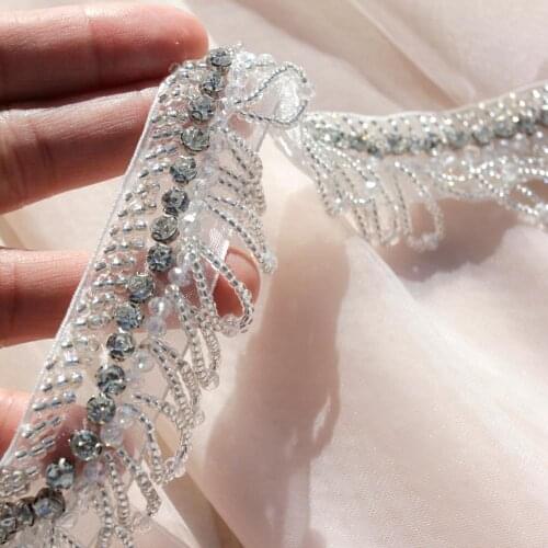 La Belleza beaded lace trim,3cm width lace 3 yards/lot,fringe lace trim