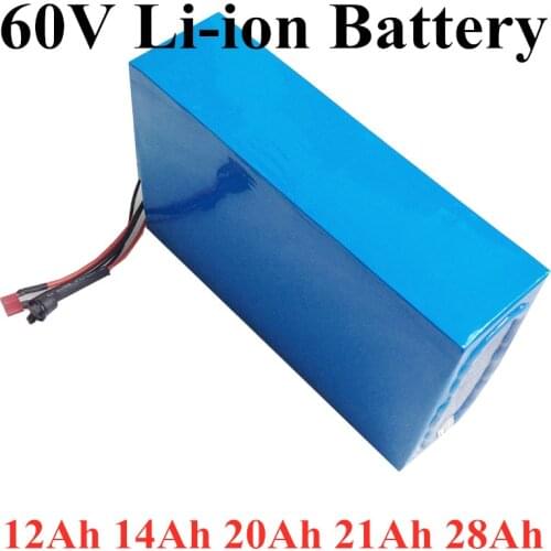 Li-ion Battery Pack 60V 12Ah 14Ah 20Ah 21Ah 28Ah with strong BMS for 3000W Electric Scooter Tricycle Golf Cart +2A charger
