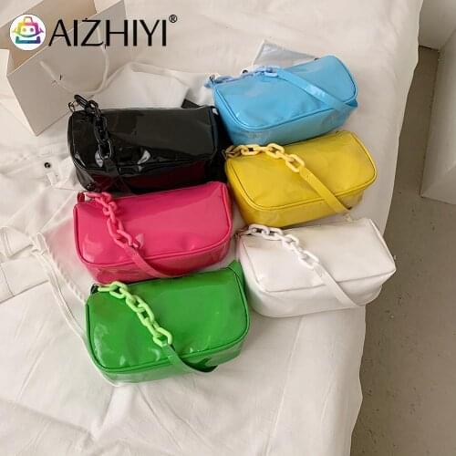 Fashion Women PU Leather Pure Color Shoulder Underarm Bag Casual Ladies Chain Small Handbags Purse