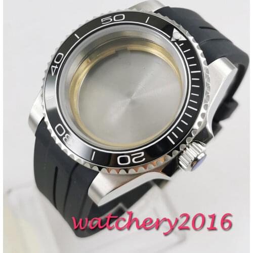 40mm sapphire glass black ceramic bezel Watch Case set fit 2836 miyota 8215 MOVEMENT