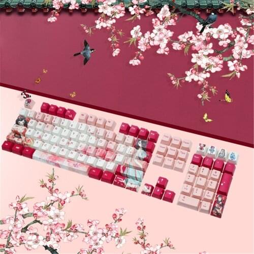 PBT 108key Anime Keycap Dye Sublimation OEM Profile Cartoon Girls Keycap For Cherry Gateron Kailh switch Mechanical Keyboard