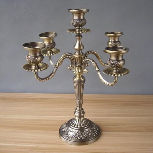5-light 3-branch alloy metal antique bronze plated candle holder candlestick candle stand for home wedding home decoration 2028