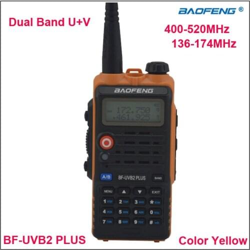 Baofeng BF-UVB2 Plus Dual Band VHF&UHF Walkie Talkie BF UVB2 two way radio Yellow Color w/Earpiece 1200mAh Li-ion Battery