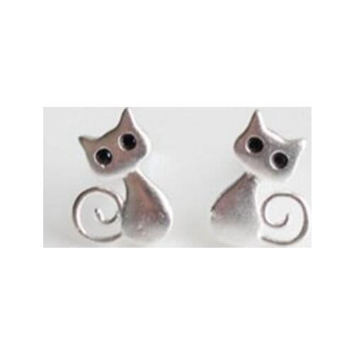 Handwork Creation Scrub Cat Cute Vivid Silver Plated Earring Personality Trendy Lady Stud Earring Body Penetration Party Jewelry