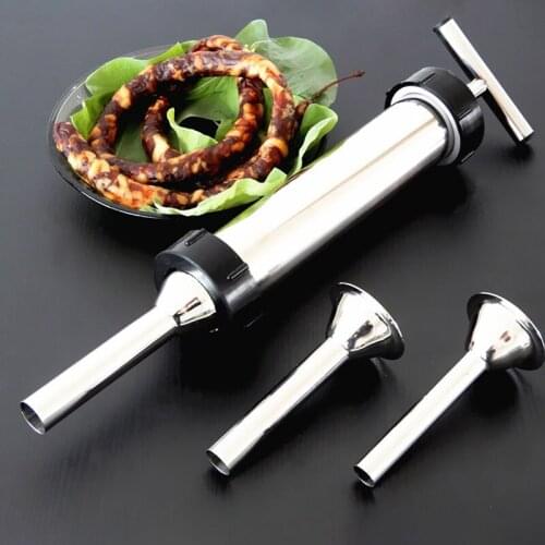 Homemade Sausage Stuffer Stainless Steel Sausage Filling Machine Syringe Meat Filler Manual Sausage Hot Dog Maker Kitchen Tools
