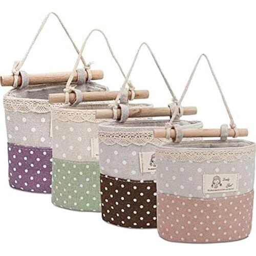 4PCS Lovely Hanging Storage Bag, Waterproof Cotton Jute Basket Storage Pouch For Toys, Toys, Makeup, Small Items, Books-ABUX