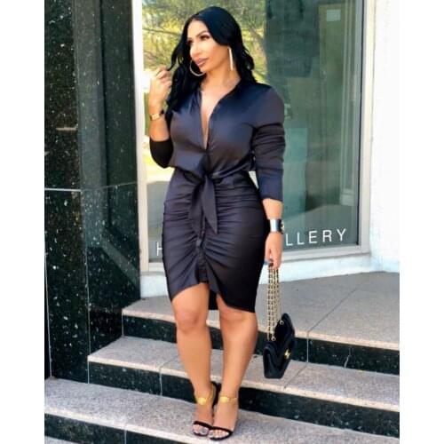 Sexy Deep V Neck Long Sleeve Dresses for Women Clothes 2021 New Autumn Arrival Black Bodycon Mini Dress Night Club Outfits