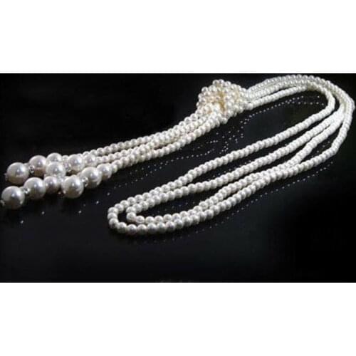 New Fashion Freshwater Pearl White Drop Pearl Necklace Beaded Long Chain Rope Bead Necklaces Jewelry