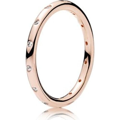 2017 Autumn Rose Authentic 925 Sterling Silver Hearts of Halo Clear CZ Ring European Original Fashion Jewelry Women