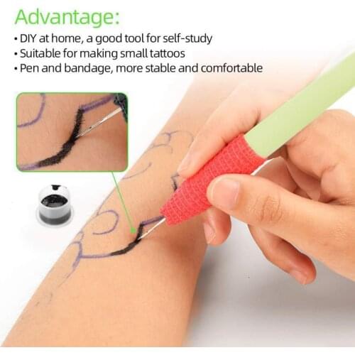 1Set Tattoo Kit 3D Printing Practice Tool Stainless Steel DIY Makeup Hand Poke Stick for Beginner