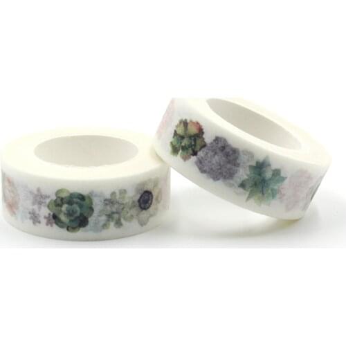1 PCS 15mmx5m Flower Pattern Printing Japanese Washi Decorative Adhesive Tape DIY Masking Paper Tape Label Sticker