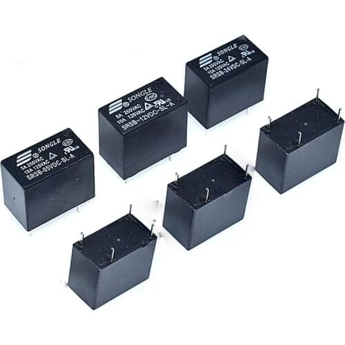 10pcs/Lot SRSB-05VDC-SL-A/SRSB-12VDC-SL-A/SRSB-24VDC-SL-A 5V/12V/24V Relay 5A 4Pin