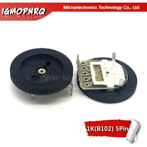 5pcs Double Gear tuning potentiometer B102 1K 5Pin 16*2mm Dial Potentiometer