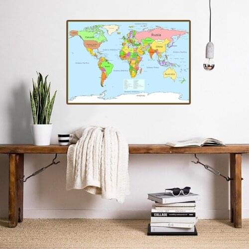 59*42cm The World Political Map Modern Wall Poster Canvas Painting Bedroom Home Decoration Study Supplies In Spanish