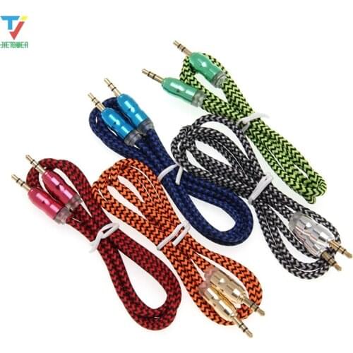 Nylon Braided Audio Cable Jack 3.5 Mm Male To Male Cloth Audio Aux Cable for IPhone Car Headphone Speaker Wire Line 500pcs/lot