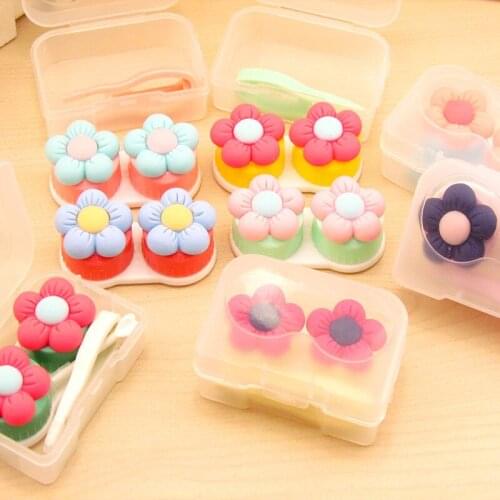 Free ship!1lot=20set!Five petal flower contact lenses box / companion box / Cartoon eyeglasses case/ lens care /storage box