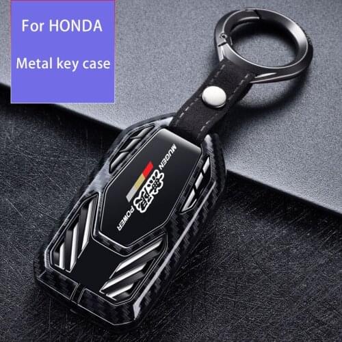 Zinc alloy Car Key case cover for Honda Civic Accord Odyssey CR-V HRV Fit City JDM modified carbon fiber metal key Shell ring
