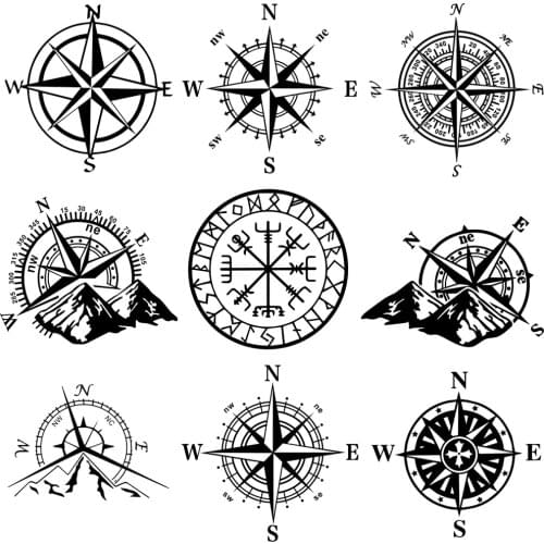 ChienHow NSWE Compass Art Car Stickers Decal Black Vinyl 3D JDM Funny Stickers on Auto Motorcycle Car Styling Accessories Decals