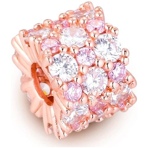 CKK Fits Pandora Bracelet Pink & Clear Sparkle Charm for Jewelry Making Charms Silver 925 Original Bead