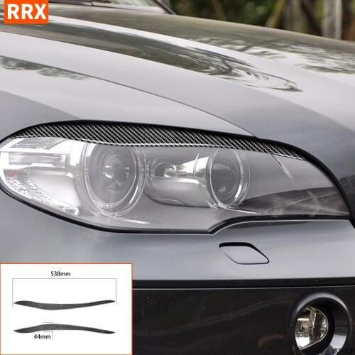 For BMW X5 E70 2010 2011 2012 Carbon Front Headlight Eyebrows Eye Lids Protection Cover Headlamp Refit Stickers Car Accessories