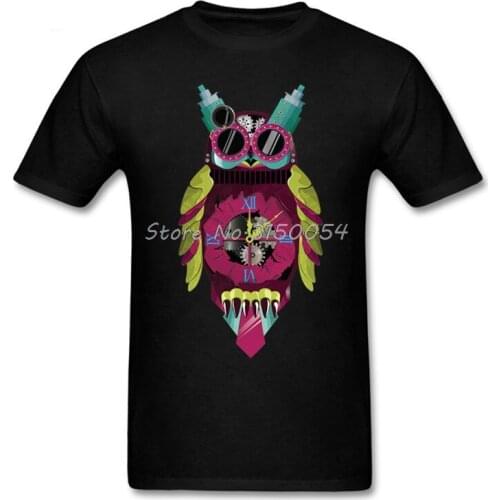 Elegant Cute Steampunk Owl T Shirt Male Fashion Men O-neck Short Sleeve Cotton T-shirt Man Steampunk Tshirt Tees Harajuku
