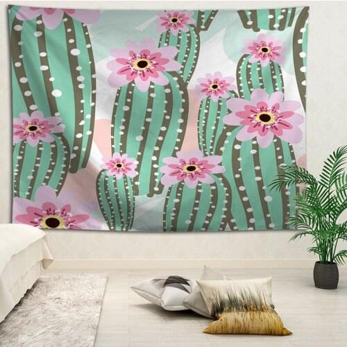 Custom Cactus Living room decoration tapestry sofa beach mat background wall hanging cloth tapestries More size