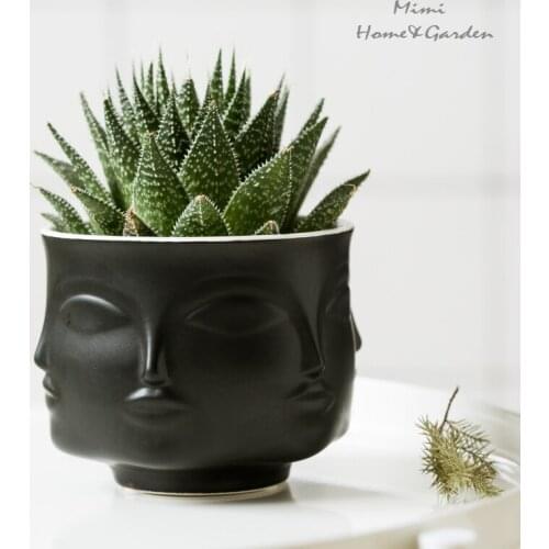 Face Shape Designs Ceramic Vase Porcelain Flower Pot Home Decoration Accessories Planters Golden Black White Tools