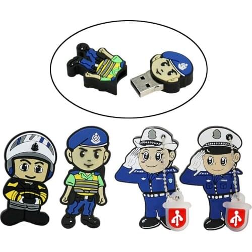 Creative Cartoon Policeman Policewoman Model Usb Flash Drive Disk 8G Memory Stick Pendrive Pen Drive Mini Computer Storage Gift
