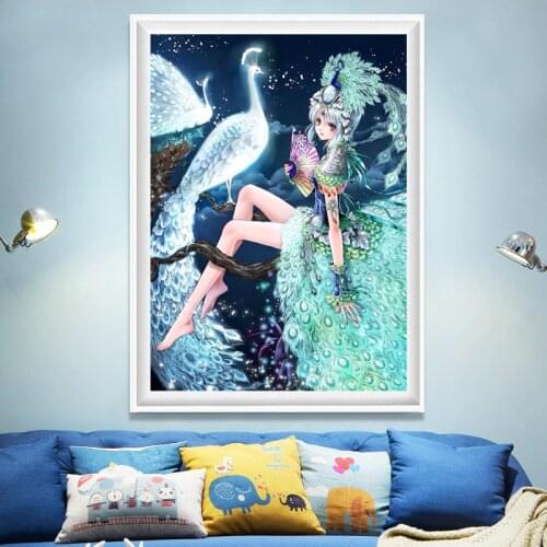 DIY Needlework Bird and Girl Patterns Printed Fabric Counted Chinese Cross Stitch Kits Embroidery Needlework Sets Cross-Stitch