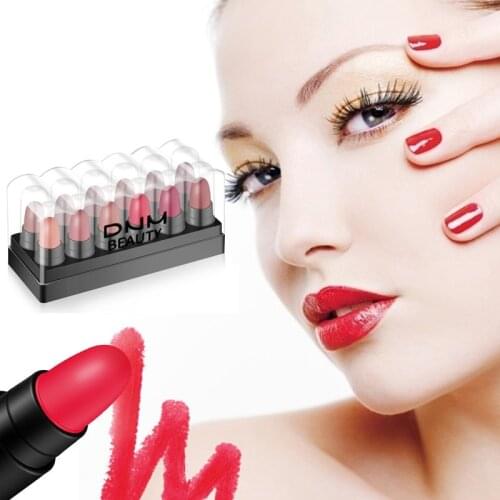 12 Pcs/set Mini Lipstick Set Waterproof Non-Stick Cup Jelly Change Color Lipstick Matte Lipstick Lip Balm Kit