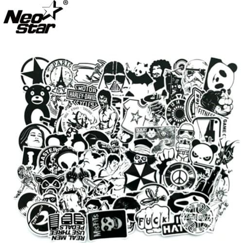 60Pcs/Lot Black and White Mix Stickers For Laptop Moto/Car Cool Sticker Graffiti Bomb Decals Stickers Skateboard Luggage 2019