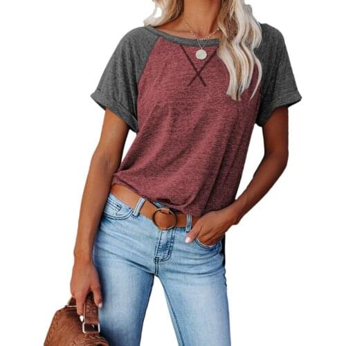 New womens clothing in spring and summer of 2021 color matching suitable and comfortable short sleeve top fast fashion T-shirt
