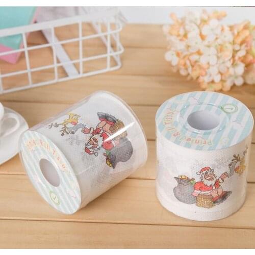 Christmas Theme Toilet Roll Paper Cute Santa Claus Pattern Tissue Roll Cafe Shop Restaurant Home Supplies New Year Party Decor