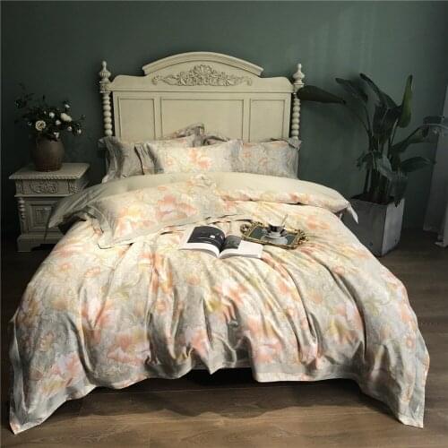 New Perfect Flower printed Egyptian cotton Bedding sets Queen King Pastoral Duvet cover Bed sheet set Pillowcases 4pcs 14 color