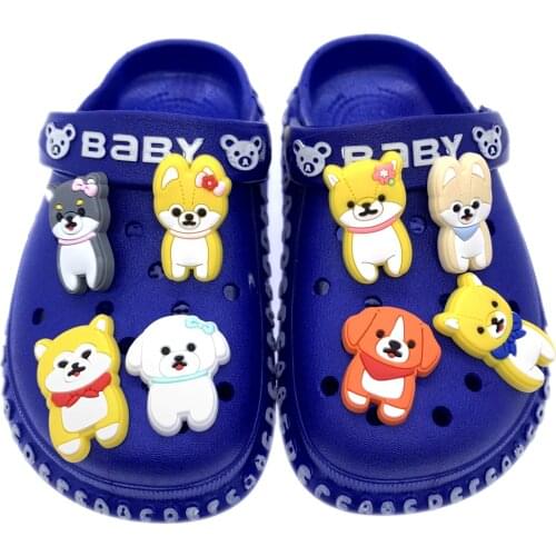 Wholesale 50PCS Cartoon Animal Shoes Charms Dog Shoe Decoration Cute Accessories Buckle For Croc Jibz Wristbands Party Gifts