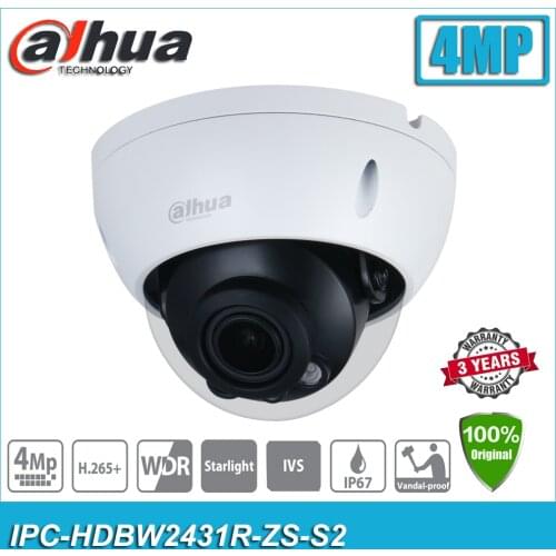 Original Dahua Starlight IPC-HDBW2431R-ZS-S2 4MP POE Motorized Vari-focal WDR IR Dome CCTV Network IP Camera HDBW2431R-ZS-S2