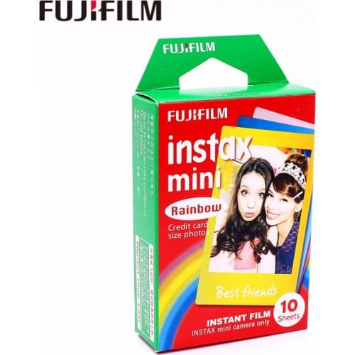 Original Fujifilm 10 sheets Instax Mini Rainbow Instant Film photo paper for Instax Mini 8 7s 25 50s 90 9 SP-1 SP-2 Camera