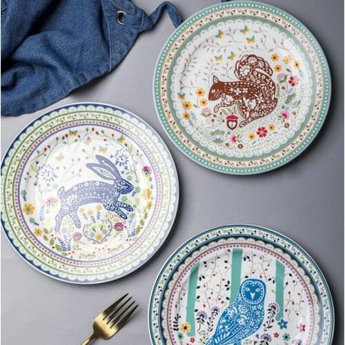 Nonordic Pastoral Bone China Dishes And Plates Porcelain Cake Dish Pastry Fruit Tray Ceramic Tableware Steak Dinner Plates