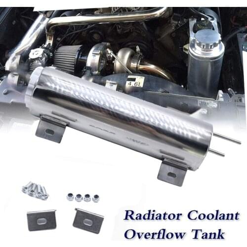 3x10 Inch 32 Oz Stainless Steel Polished Radiator Overflow Tank Bottle Catch Can Car Modification Cooling
